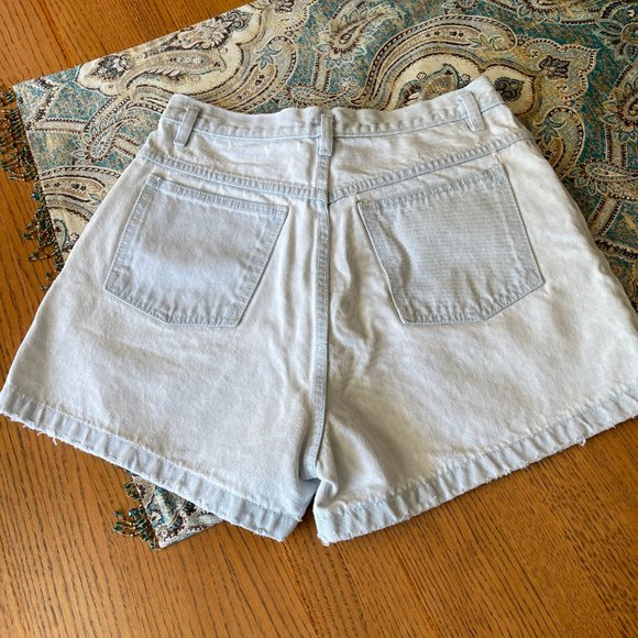 Vintage baggy denim shorts buttonhigh waist Republic distressed light wash 11/12 - Picture 3 of 7
